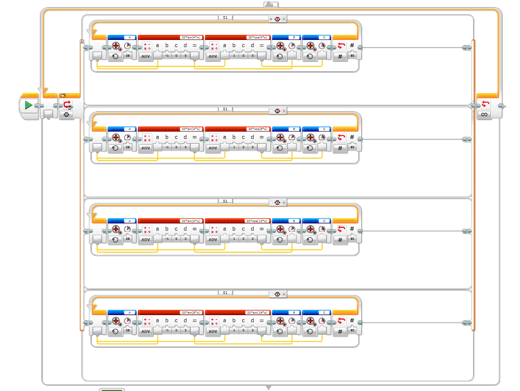 The blocks are shown for the EV3 program.